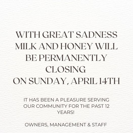 Milk and Honey in Marianna closing permanently